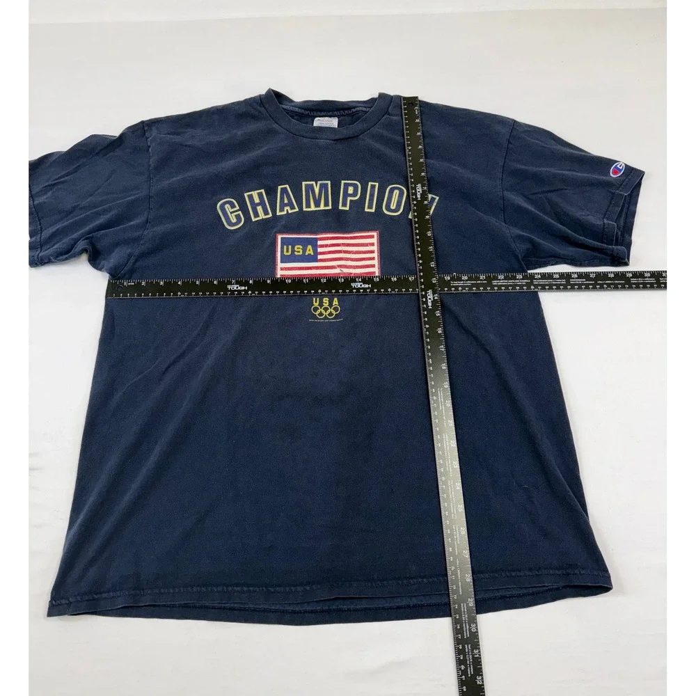 Vintage Champion USA Olympic Team T-Shirt Mens XXL Navy Blue Graphic Cotton Tee - Picture 8 of 10